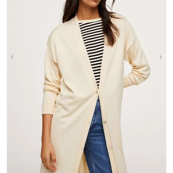Mango off white long Cotton-blend cardigan size small NWT - Picture 7 of 10